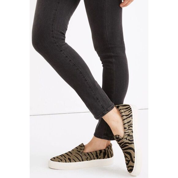 Madewell Sidewalk Slip-On Sneakers Women's 11 (Men's 9.5) Zebra Calf Hair Shoes - Picture 15 of 15